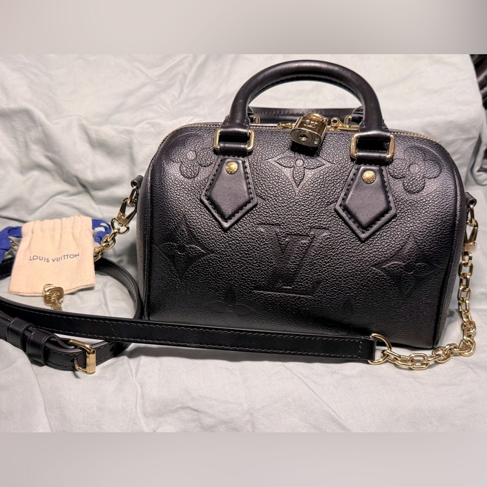 Louis Vuitton Speedy 20 Bandouliere Black Empreinte